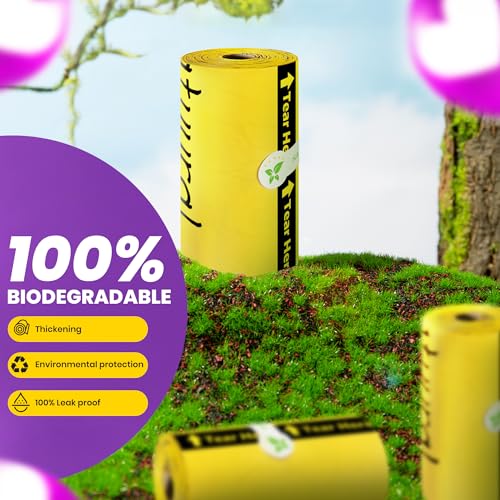 Dog Poop Bags-150 Counts with Holder (10 Rolls), Biodegradable Poop Bags, Eco-friendly and Easy to Open, Thick Dog Waste Bags (Yellow) - color: Yellow, size: 1 Count (Pack of 150)