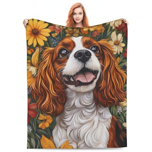 Cavalier King Charles Spaniel Blanket Gifts for Women Men Adults Dog Lovers, Pet Plush Fleece Throw Blankets, Cozy Soft Warm Bedding Decor for Sofa Living Room Travel 50"x60" - color: Cavalier King Charles Spaniel, size: 50"x60"