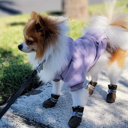 Jecikelon Winter Dog Hoodie Sweatshirts with Pockets Warm Dog Clothes for Small Dogs Chihuahua Coat Clothing Puppy Cat Custume (Purple, XX-Small) - color: Purple, size: XX-Small