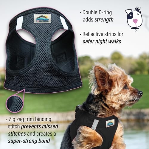 CHOKE FREE REFLECTIVE STEP IN ULTRA HARNESS - BLACK - AMERICAN RIVER (XXS) by Doggie Design - color: Black, size: XX-Small