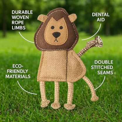 Natural Jute Dog Chew Toy – Lion Shape, Tough & Durable Puppy Teething Toy, Safe Eco-Friendly Chew, Interactive Training & Play Toy for Small, Medium & Large Dogs - style: Lion Shape