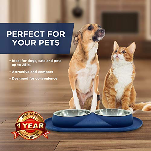 Bonza Cat or Small Dog Bowls with Spill-Proof Mat,12 oz Stainless Steel Feeding Dishes - size: Feeding Station