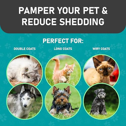 Maxpower Planet Pet Grooming Brush - Double Sided Shedding and Dematting Undercoat Rake Comb for Dogs and Cats,Extra Wide (C1 - Brush & Gloves, Large) - color: C1 - Brush & Gloves, size: Large