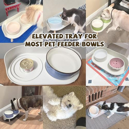 Raised Dog Feeder Bowl Stand - Elevated Dining Table for Small and Medium Dogs and Cats - Fits Food and Water Dish up to 6" Diameter - Milky White (Bowls Not Included) - color: Milky White, size: Medium