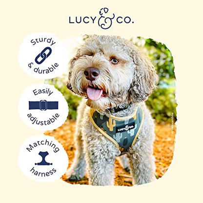Lucy & Co. Looking Sharp Dog Collar - Durable Lightweight Designer Collar for Pets - Adjustable Metal Safety Buckle - Green Gold Cactus - Small - color: Looking Sharp Dog Collar, size: Small