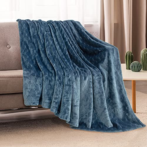 TOONOW Fleece Blanket Super Soft Plush Throw Blanket 50" x 60" Cozy Fuzzy Bed Blankets Geometric Pattern Comfy Microfiber Flannel Blankets for Couch, Bed, Sofa, Navy Blue - color: Navy, size: Throw-50" x 60"