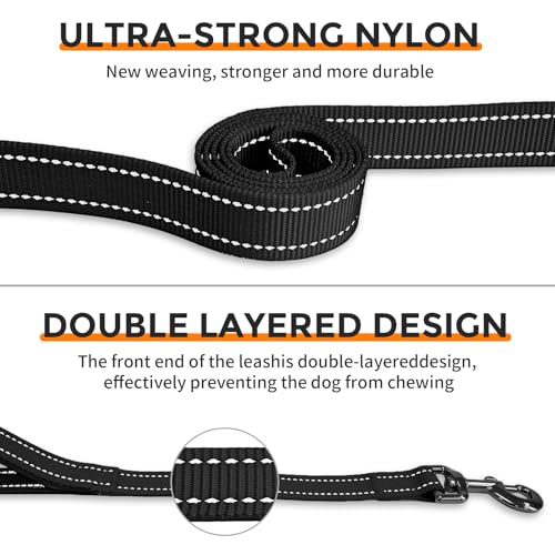 Hands Free Dog Leash by Kazazoo, Adjustable 5.8-8.5FT Waist & Crossbody Leash with Quick Off Buckle, Reflective Stitches for Walking, Jogging,Medium to Large Dogs & Puppies M Size Black - color: Black, size: M