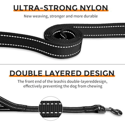 Hands Free Dog Leash by Kazazoo, Adjustable 5.8-8.5FT Waist & Crossbody Leash with Quick Off Buckle, Reflective Stitches for Walking, Jogging,Medium to Large Dogs & Puppies M Size Black - color: Black, size: M