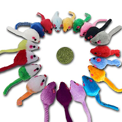 Furry Cat Toys Mice Rattle Interactive Mouse Toy for Indoor Cats Catnip Ball Kitten Kitty Pet Play Assorted Color - size: 21 Piece Set