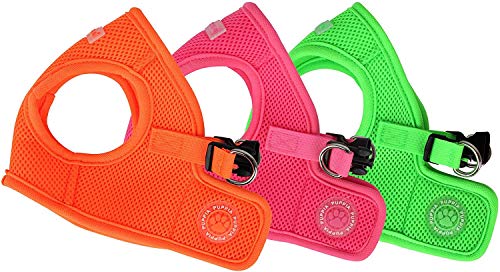 Puppia Neon Soft Vest Harness Step-in No Choke No Pull Walking Training for Small and Medium Dog, Green, Large - color: Green, size: Large, style: Neon Soft Vest Harnes