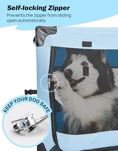 JOYTUTUS Pet Day Special, 32 Inch Collapsible Dog Crate, Steel Frame 8-Bar Foldable Soft Kennel, Portable Travel Crate for Large Dog Up to 51lbs, Oxford Cat Carrier Fit for Car Travel Indoor Outdoor - size: M (32" L x 23" W x 23" H)