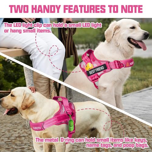 AUROTH Dog Harness and Leash Set, Soft Padded Service Dog Vest with 5.25FT Dog Leash, No Choke, Easy On Pet Vest, Adjustable Reflective No Pull Dog Harness Small Sized Dog, Easy Walking and Training - color: Pink Camo, size: Small
