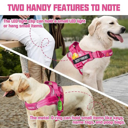AUROTH Dog Harness and Leash Set, Soft Padded Service Dog Vest with 5.25FT Dog Leash, No Choke, Easy On Pet Vest, Adjustable Reflective No Pull Dog Harness Small Sized Dog, Easy Walking and Training - color: Pink Camo, size: Small