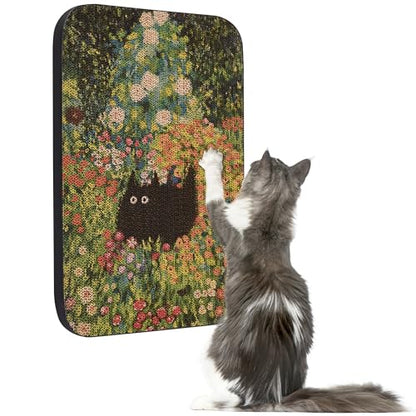 Art Cat Scratcher, Wall-Mountable Cat Scratching Board, Cat Wall Scratcher 16.7x11x1 Inch Cat Scratch Pad and Cat Scratchers for Indoor Cats Toy Furniture Protector（Flower Garden） - color: Flower Garden