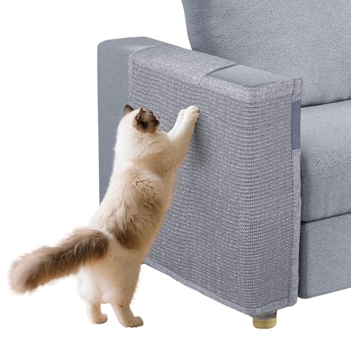 Cat Scratch Couch Protector with Natural Sisal for Protecting Couch Sofa Chair Furniture 23.6" L*19.7" W(Smoke Gray, Right Hand) - color: Smoke Gray