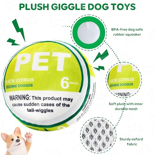 Homrich PET Pouch Parody Dog Toy, Plush Squeaky and Crinkle Funny Dog Toy for Small Medium Large, Interactive Plush Teething Chewing Dogs Toys, Puppy Best Birthday Gift, Lick Citrus - color: Lick Citrus