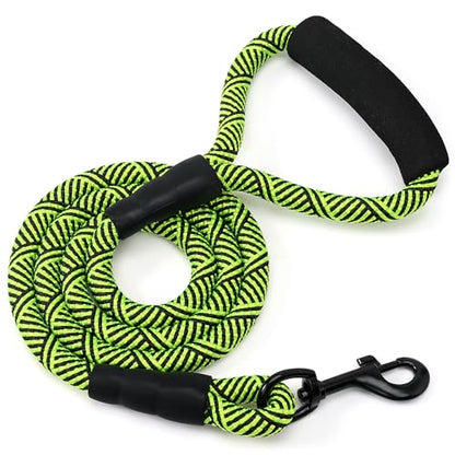 Mile High Life Comfortable Padded Handle Dog Leash - Mountain Climbing Rope Leash, Heavy Duty 4 Feet (Black Lime Green) - color: Climbing Rope - Lime Green, size: 4 Feet