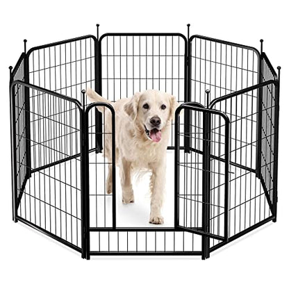 PawGiant Dog Fence Playpen 24”/32”/40” Indoor Outdoor for Small/Medium/Large Dogs, Metal Pet Puppy Cat Exercise Fencing Gate Crate Cage Outside RV, Camping, Yard, Garden - style: 8 Panel