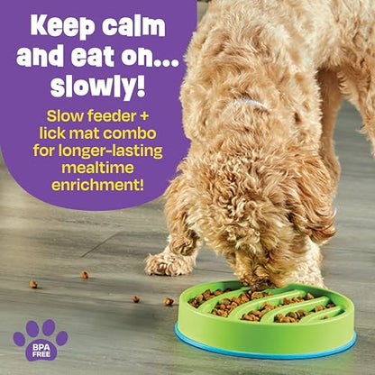 Brightkins Circle Slow Feeder and Lick Mat, Outdoor Puzzle Board, Interactive Dog Toys, Dog Birthday, Enrichment Bowls, Puppy Teething and Chewing, Stimulating Automatic Feeder - style: Circle Slow Feeder and Lick Mat
