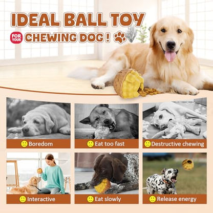 Dog Frozen Treats Toy, Cognitive Dogs Brain Stimulation Puzzle Toys for Aggressive Chewers, Interactive Dispensing Toy Enrichment Keep Them Busy No-Boredom, Tough Nylon&Coffe Wood Fillable Dog Feeder - color: Coffe Wood