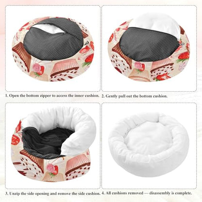 Round Cat Bed Dog Bed,15.7in Topped Washable Non-Slip Bottom Soft Pet Bed for Small Medium Dogs and Cats - size: 15.7in