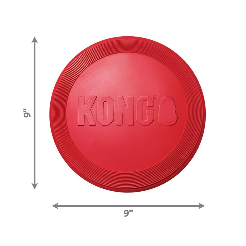 KONG Flyer Rubber Disc Dog Toy - for Catch, Fetch and Playtime - Red, Large 2 Pack