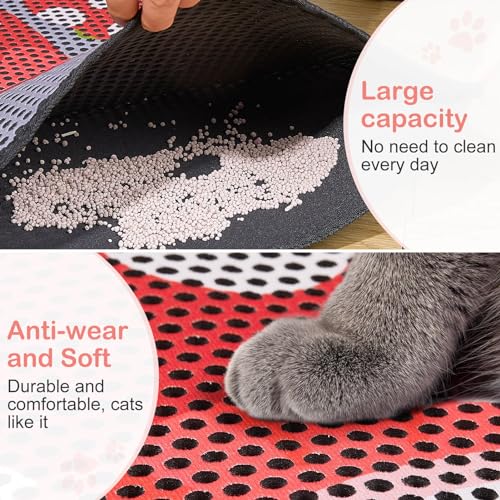 Cat Litter Mat, 30"x24" Cat Litter Trapping Mat, Double Layer Litter Mat with Non-Slip Rubber Bottom, Urine and Water Proof, Keeps Floors Clean Mushroom L - size: L(30x24in)
