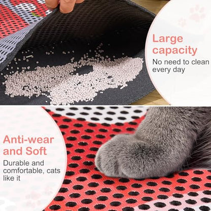 Cat Litter Mat, 24"x15" Cat Litter Trapping Mat, Double Layer Litter Mat with Non-Slip Rubber Bottom, Urine and Water Proof, Keeps Floors Clean Mushroom M - size: M(24x15in)