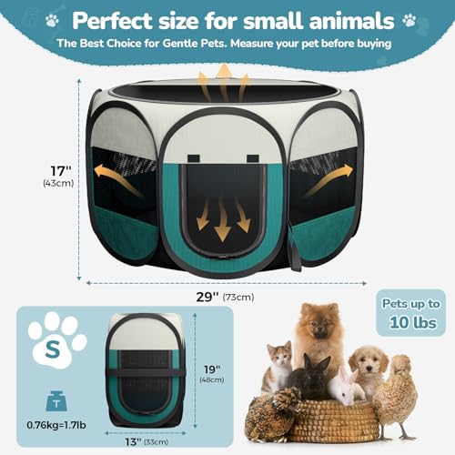 Foldable Puppy Playpen Indoor for Cat - Portable Cats Dogs Kennel Pop Up Cat Playpen for Small Pets Kitten Outdoor with Carrying Case - style: S