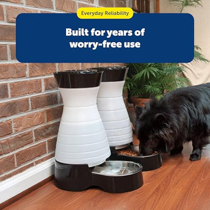 PetSafe Healthy Pet Food Station - Automatic Indoor Gravity Cat & Dog Feeder - Space-Saving Self Feeder - Easy to Clean - Small - Up to 2 lb Kibble Capacity (Pack of 2) - size: Small (Pack of 2)