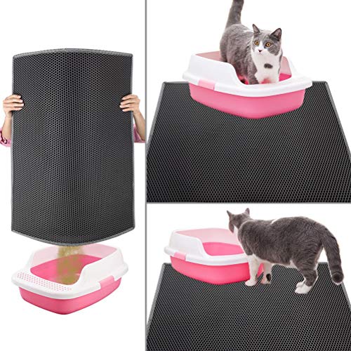 Pieviev Cat Litter Mat Double Layer Waterproof Urine Proof Trapping Mat 1 Pack (Gray, 30x24 Inch (Pack of 1)) - color: Gray