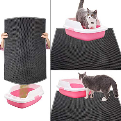 Pieviev Cat Litter Mat Double Layer Waterproof Urine Proof Trapping Mat 1 Pack (Gray, 30x24 Inch (Pack of 1)) - color: Gray