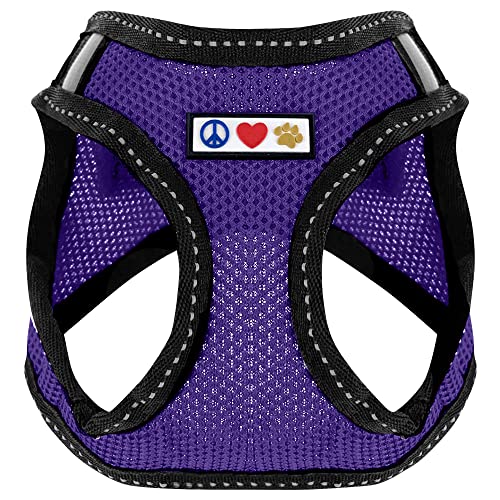 Pawtitas Reflective Mesh Puppy Dog Harness for Extra Extra Small Dogs – Adjustable | No Pull | Fits Neck 8 in Chest 12 in | XXS | Purple - color: Purple, size: 2 Extra Small