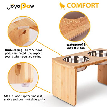 Elevated Dog Bowls, Bamboo Raised Dog Bowl for Large Dogs, with 2 Stainless Steel Bowls (13'' Tall-68oz Bowl) - color: Natural, size: X Large: 13'' Tall-68oz Bowl