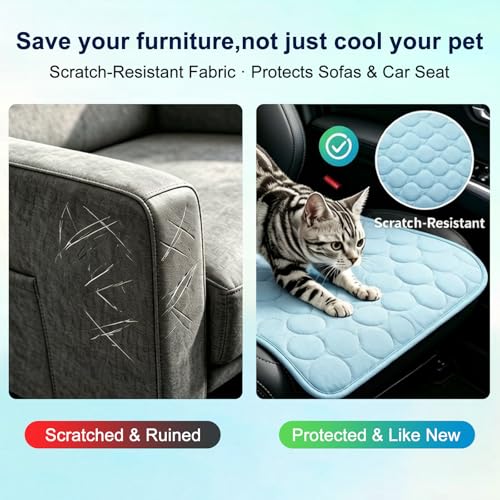 Dog Cooling Mat 39"x59" Q-Max>0.4, Absorbent & Pressure-Activated Self-Cooling, Non-Slip Scratch Resistant, Washable Cooling Mat for Dogs, Cooling Pad for Dog Bed Mats for Car Crate Patio Outdoor - size: 59 x 39 inches