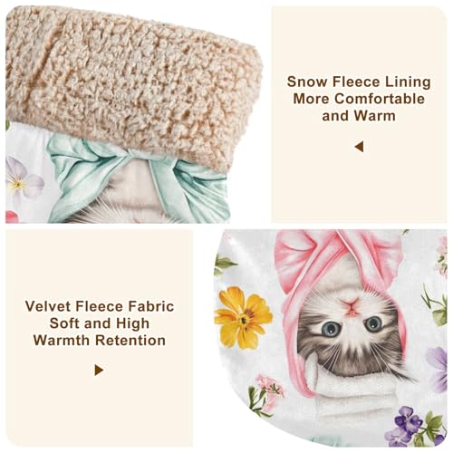 YETTASBIN Self-Warming Cat Sleeping Bag - Cute Kittens Semi-Enclosed Anti-Anxiety Calming Cat Bed Cave, Cozy Plush Pet Snuggle Sack with Soft Fleece Lining for Cat Dog Kitten, 19” x 23”