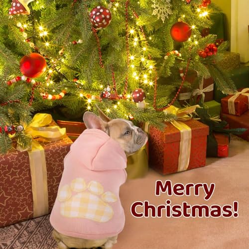 Dog Hoodie,Flannel Pet Hooded Sweater with Hat Puppy Pullover Sweater Shirt,Dog (Pink,L) - color: Pink, size: Large