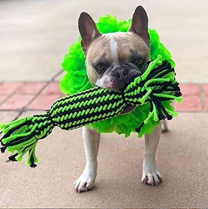 Jolly Pet Knot-N-Chew Tube Squeaker Green/Black Small/Medium - color: Tube Squeaker, size: Small/Medium