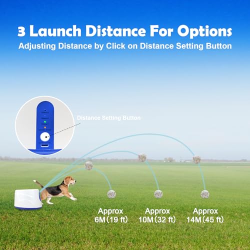 MEKAPLE Automatic Dog Ball Launcher, Upgraded Interactive Dogs Balls Thrower for Small Dogs, Distance Adjustable Mental Stimulating Dog Toys with 4 Durable Etpu Balls 2.2 Inch (Blue) - color: Blue