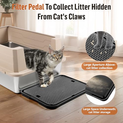 Large Cat Litter Box Step Mat, 16.5"x11.2" Cat Ramp Stairs, Cat Litter Catcher for Self-Cleaning Litter Box, Cats Pedal Step Stool Ideal for Kitten & Older Cats (Black) - color: Black Large
