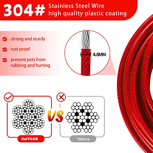 Dog Tie Out Cable - 10/15/20/25/30 FT for Large Dogs Up to 165 lbs with Durable Clips and Steel Wire - color: Red, size: 10ft
