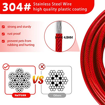 Dog Tie Out Cable - 10/15/20/25/30 FT for Large Dogs Up to 165 lbs with Durable Clips and Steel Wire - color: Red, size: 10ft