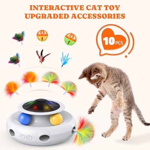 Pawtners 10-Pack Bottom Ambush Feather Replacements for 4 in 1 Automatic Interactive Cat Toy for Indoor Cats Rechargeable Interactive Kitten Toys