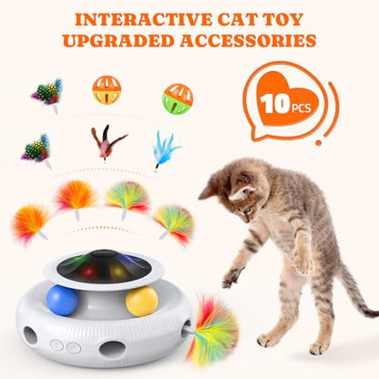 Pawtners 10-Pack Bottom Ambush Feather Replacements for 4 in 1 Automatic Interactive Cat Toy for Indoor Cats Rechargeable Interactive Kitten Toys