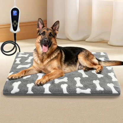 Bestio Large Dog Heating Pad,34x21 in Heated Dog Bed with Constant Heat & Auto Modes，MET&UL Certified Pet Heating Pad with Soothing Warmth,Chew-Resistant Cord,Waterproof Washable Cover-Gray - size: 34.0"L x 21.0"W x 0.5"Th