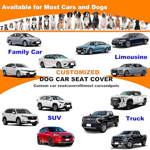 Dog Car Seat Cover with Side Flaps - TG2038 600D Heavy Duty Waterproof Hammock - Scratch-Proof Nonslip Pet Back Seat Protector for Cars, Trucks, SUVs, Black/Orange