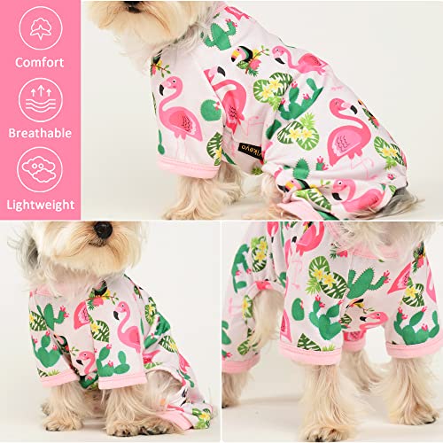 Dog Pajamas for Small Dogs, Soft Thin Pjs Jammies Cat Doggie, Summer Pet Cute Puppy Clothes Outfits Dogs Boy Girl(Flamingo,XS) - color: Flamingo, size: X-Small (Chest 11.8 in)
