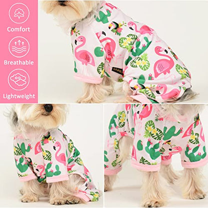 Dog Pajamas for Small Dogs, Soft Thin Pjs Jammies Cat Doggie, Summer Pet Cute Puppy Clothes Outfits Dogs Boy Girl(Flamingo,XS) - color: Flamingo, size: X-Small (Chest 11.8 in)