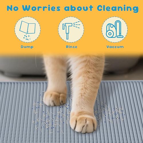 Cat Litter Mat, (33" x 21") Silicone Litter Trapping Mat - Waterproof/Urine Proof, Litter Box Mat - Keep the Floor Clean Grey - color: Grey, size: L
