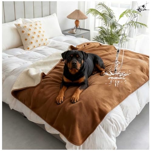 Waterproof Pet Blanket for Bed, Reversible Soft Flannel Love Blanket, Bed Blanket for Couples Washable, Spill-Proof Dog Throw Blanket for Couch, Sofa Protect, Camping,Camel,12"x12" - color: Camel, size: 12"x12"